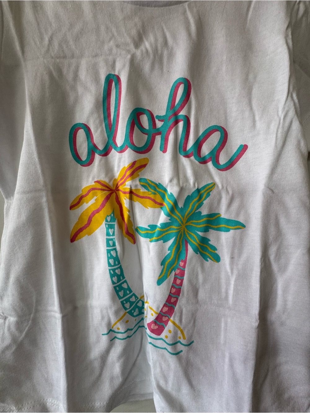 Joe Fresh White 'Aloha' Palm Tree Graphic Tee - Teal, Yellow, Pink
